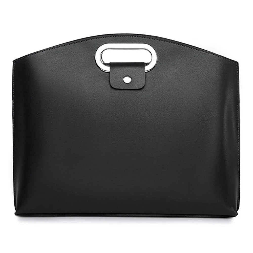 Business Style Waterproof Portable PU Leather Handbag for 13.3 / 14-inch Laptop Sleeve Bag - Black - 1