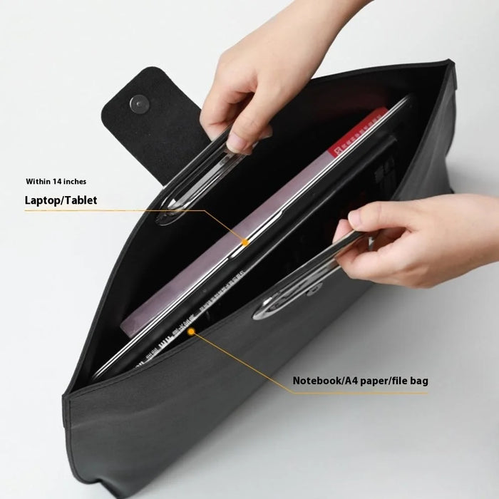 Business Style Waterproof Portable PU Leather Handbag for 13.3 / 14-inch Laptop Sleeve Bag - Black - 2