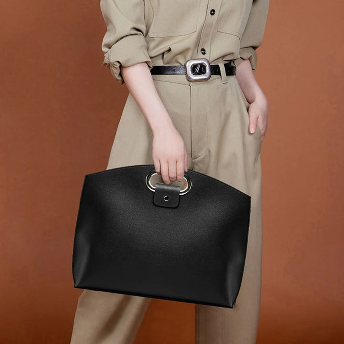 Business Style Waterproof Portable PU Leather Handbag for 13.3 / 14-inch Laptop Sleeve Bag - Black - 3