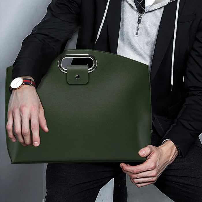 Business Style Waterproof Portable PU Leather Handbag for 13.3 / 14-inch Laptop Sleeve Bag - Black - 5