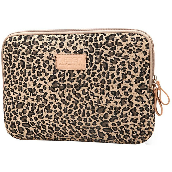 LISEN Carrying Case for 13-Inch Laptops Storage Bag with Stylish Retro Leopard Pattern 34.5 x 24 x 1.5cm - Brown - 1