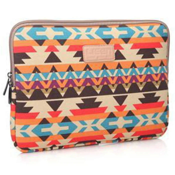 LISEN Geometric Pattern Design Carrying Case for 13-Inch Laptops Storage Bag, 34.5 x 24 x 1.5cm - Green Texture - 1