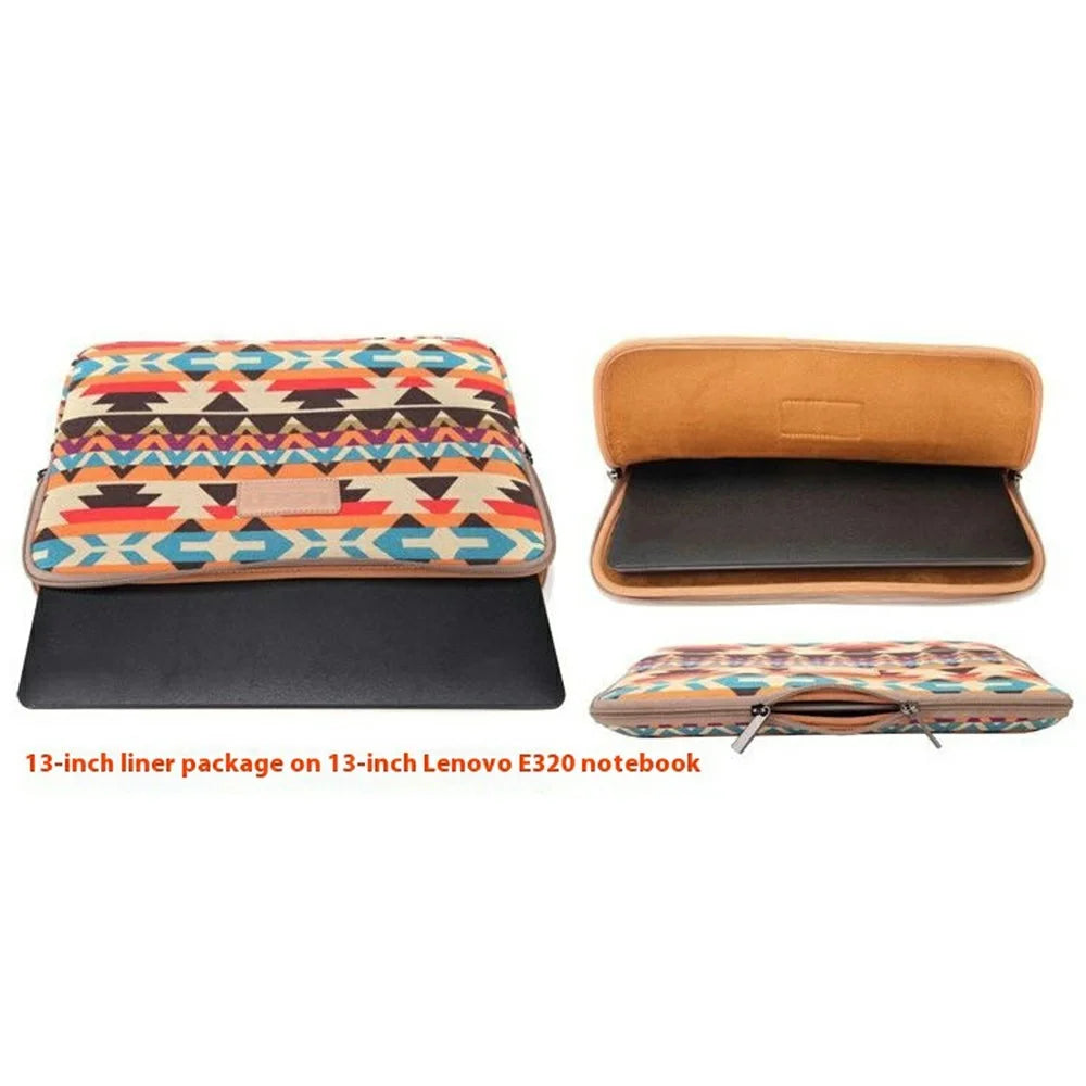 LISEN Geometric Pattern Design Carrying Case for 13-Inch Laptops Storage Bag, 34.5 x 24 x 1.5cm - Green Texture - 3
