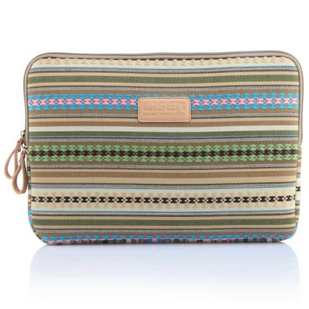 LISEN 34.5 x 24 x 1.5cm Carrying Case for 13-Inch Laptops Storage Bag Ethnic Style Pattern - Gold - 1