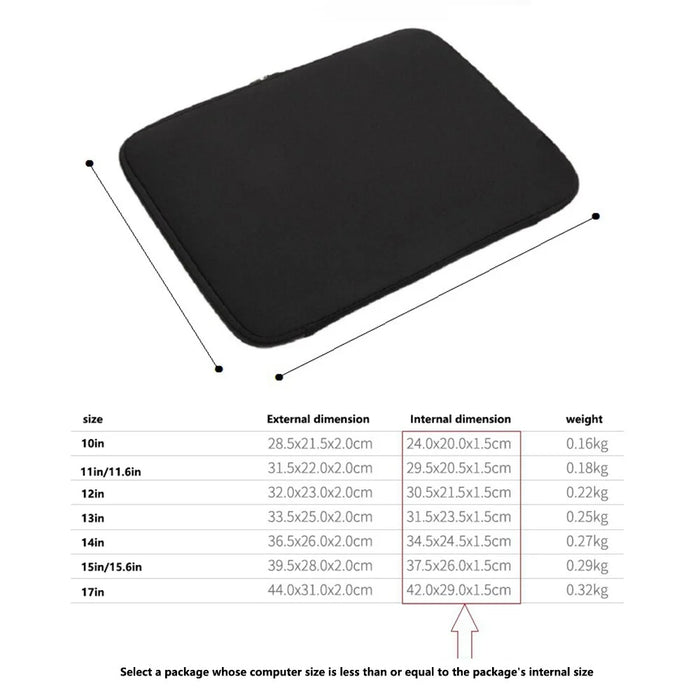 A03 12 inch Laptop Sleeve Bag Neoprene Notebook Carrying Bag without Elastic Bands Tablet Briefcase - 5