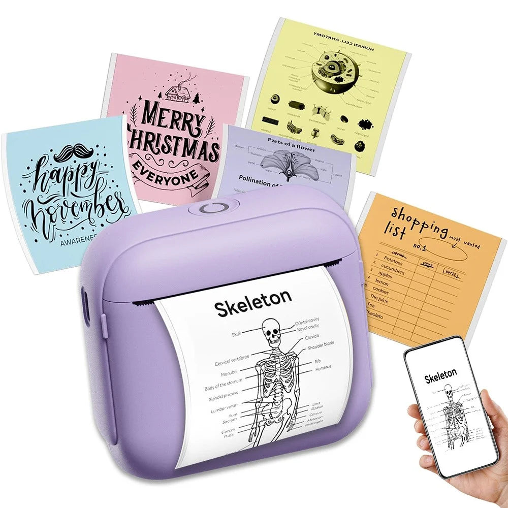 X6 Portable Mini Handheld Label Printer Thermal Printing Bluetooth-Compatible Label Maker - Purple - 1