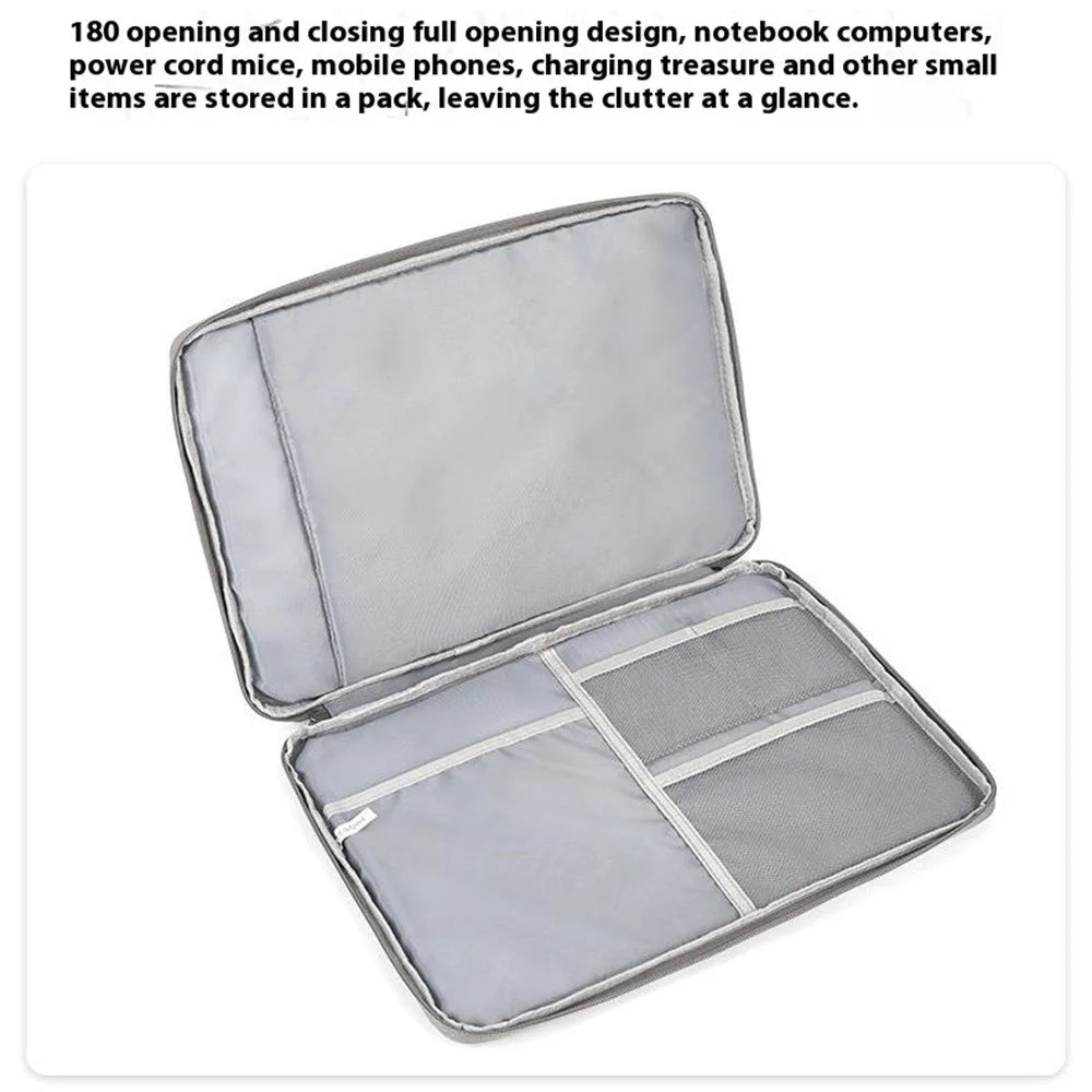 For 11.6-12.5 inch Laptop Carrying Case Polyester Splash-Proof Anti-Shock Portable Sleeve Bag - Grey - 2