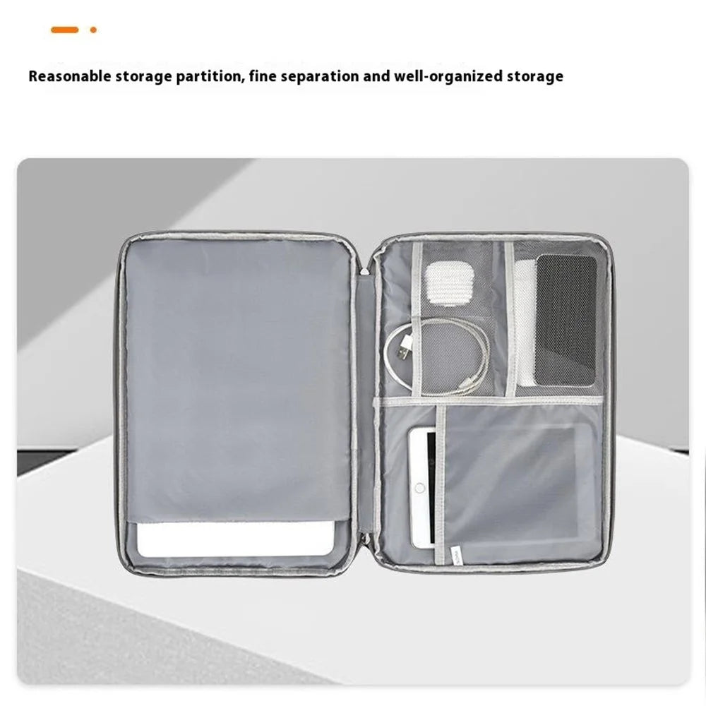 For 11.6-12.5 inch Laptop Carrying Case Polyester Splash-Proof Anti-Shock Portable Sleeve Bag - Grey - 3