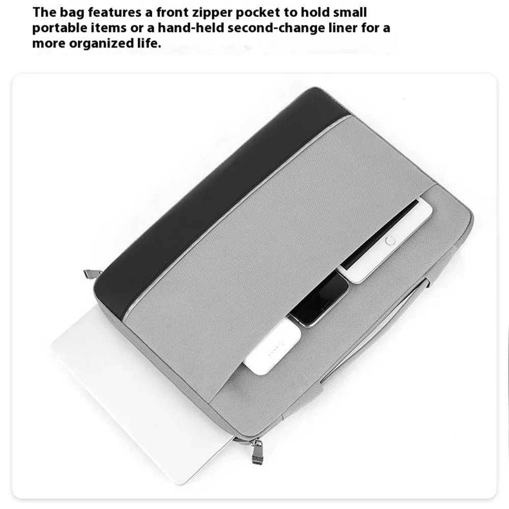 For 11.6-12.5 inch Laptop Carrying Case Polyester Splash-Proof Anti-Shock Portable Sleeve Bag - Grey - 5