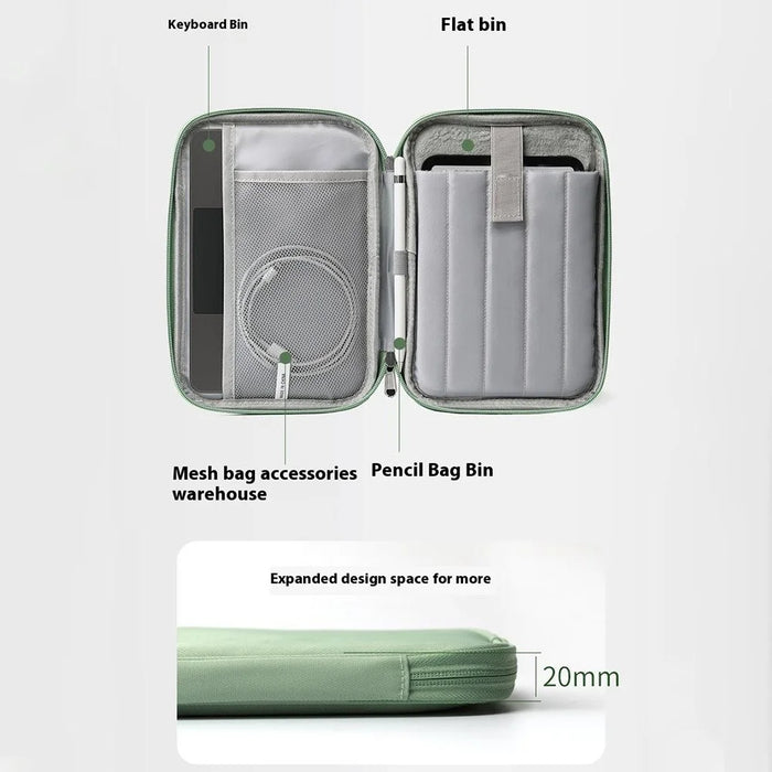 For 6-6.8 inch E-Reader Carrying Case Polyester Splash-Proof Portable Tablet Sleeve Bag - Green - 3