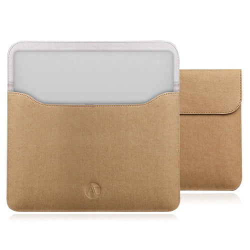 For 13 inch Laptop Carrying Case Washed Kraft Paper Portable Sleeve Bag Magnetic Closure - Yellow - 1