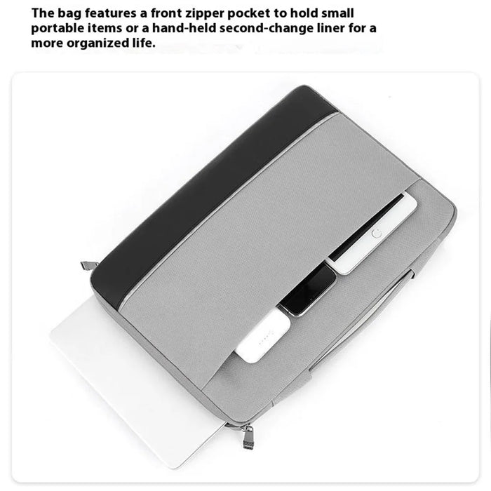 For 15.6 inch Laptop Carrying Case Polyester Splash-Proof Anti-Shock Portable Sleeve Bag - Grey - 4