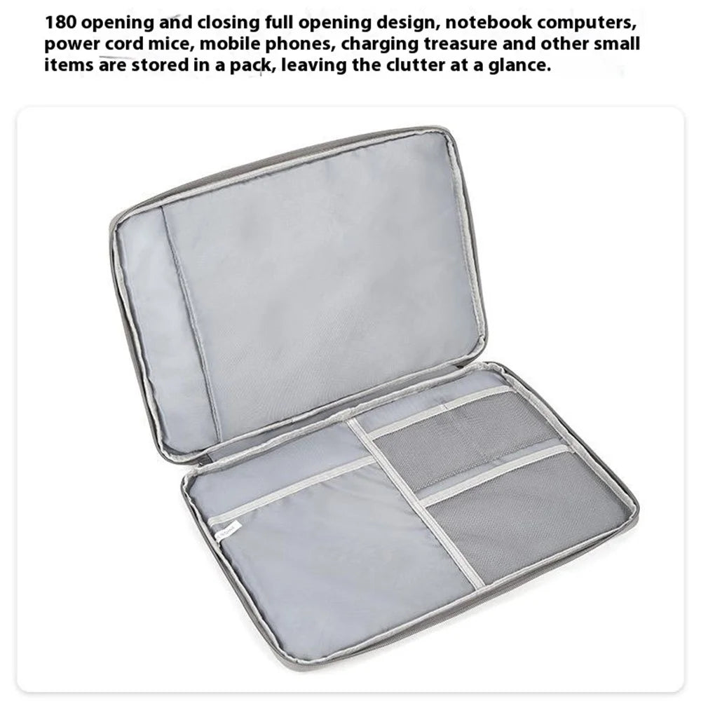 For 13.3 inch Laptop Carrying Case Polyester Splash-Proof Anti-Shock Portable Sleeve Bag - Grey - 2