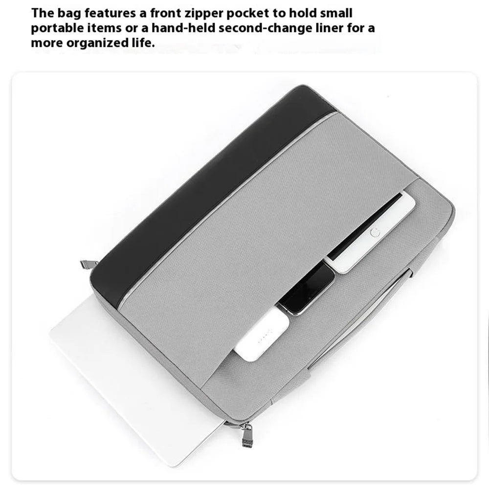For 13.3 inch Laptop Carrying Case Polyester Splash-Proof Anti-Shock Portable Sleeve Bag - Grey - 4
