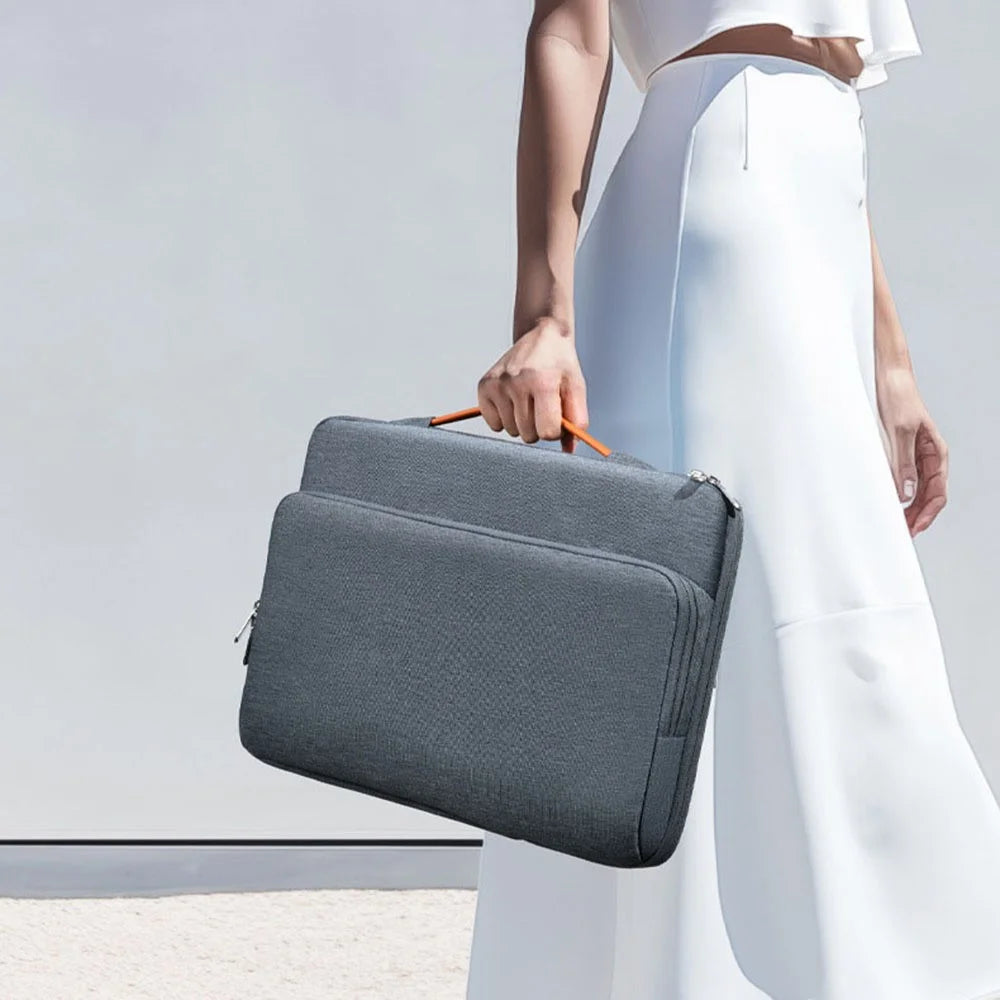 For 13.3 inch Laptop Carrying Case Oxford Cloth Wear Resistant Portable Sleeve Bag Business Style - Grey - 7