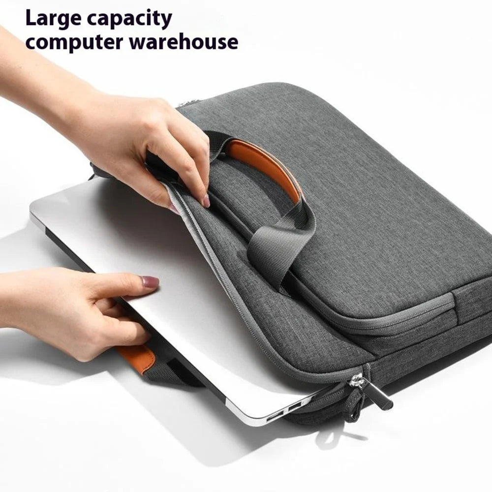 For 15.6 inch Shoulder Laptop Bag Business Style Multi-Functional Notebook Sleeve Bag with Air Cushion Protection - Grey - 2