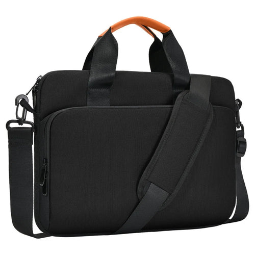 For 13 inch Shoulder Laptop Bag Business Style Multi-Functional Notebook Sleeve Bag with Air Cushion Protection - Black - 1