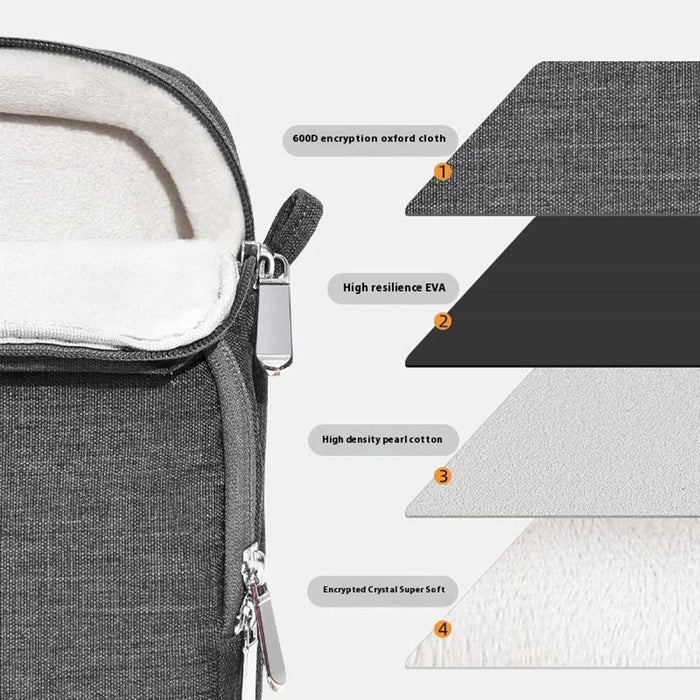 For 14 inch Shoulder Laptop Bag Business Style Multi-Functional Notebook Sleeve Bag with Air Cushion Protection - Grey - 4