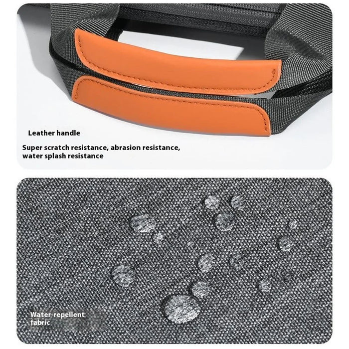 For 14 inch Shoulder Laptop Bag Business Style Multi-Functional Notebook Sleeve Bag with Air Cushion Protection - Grey - 7