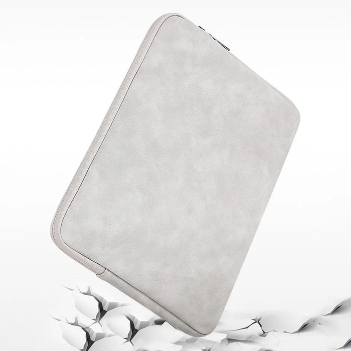 For 13-13.3 inch Laptop Bag PU Leather Inner Lining Scratch Resistant Water Repellent Protective Sleeve - Light Grey - 3