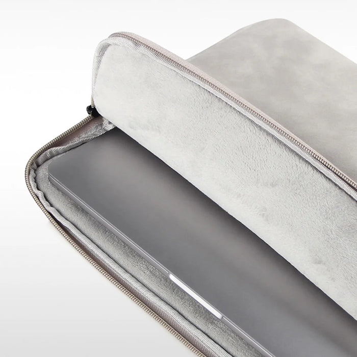 For 14-15.4 inch Laptop Bag PU Leather Inner Lining Scratch Resistant Water Repellent Protective Sleeve - Light Grey - 7