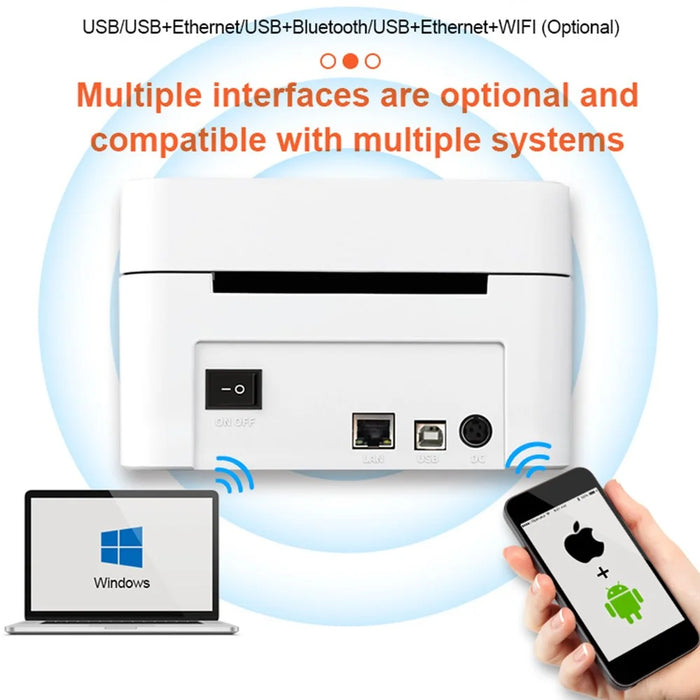 ZJ-9250 100mm Thermal Label Printer USB Direct Thermal Printer for Shipping Packages - Black  /  US Plug - 4