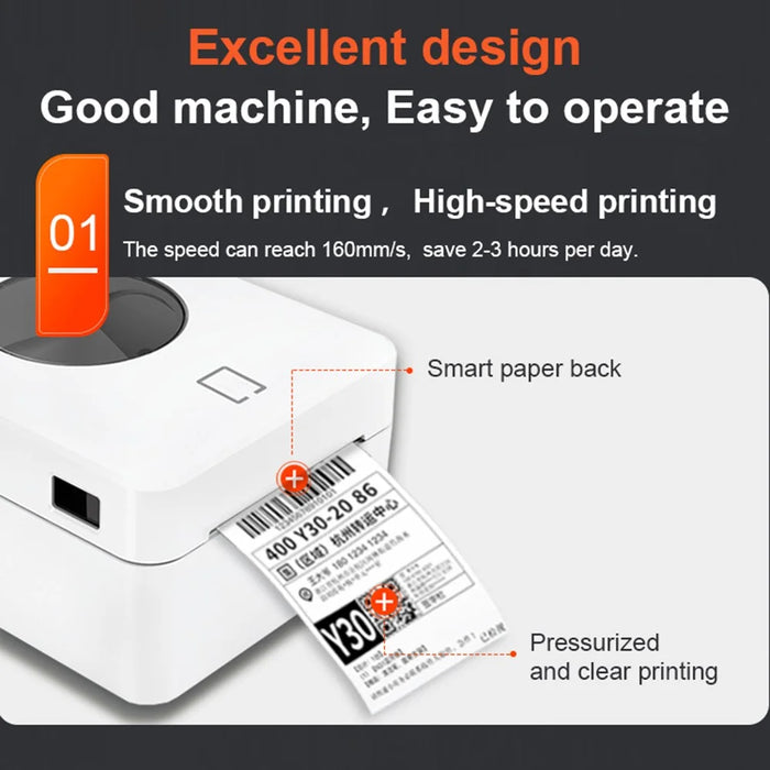 ZJ-9250 100mm Bluetooth-compatible USB Thermal Label Printer 4 x 6 inch Shipping Label Printer - Black  /  US Plug - 5
