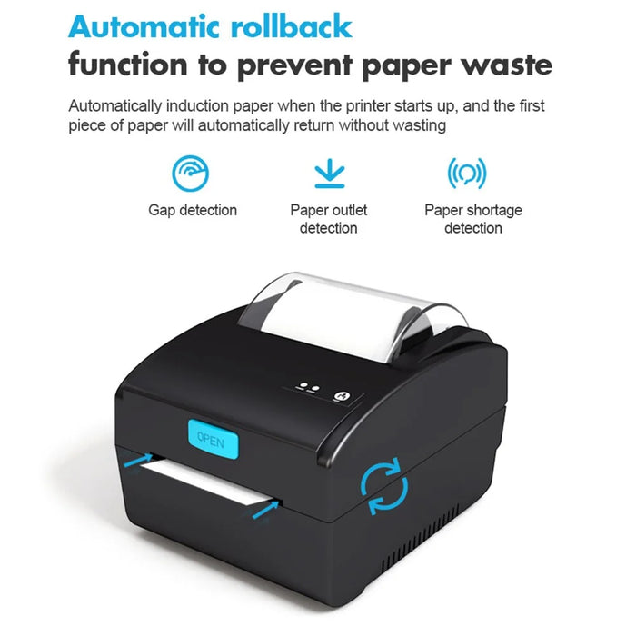 ZJ-8610 80mm Thermal Label Printer USB Bluetooth-compatible Inkless Printer for Retail Small Business - Black  /  US Plug - 7