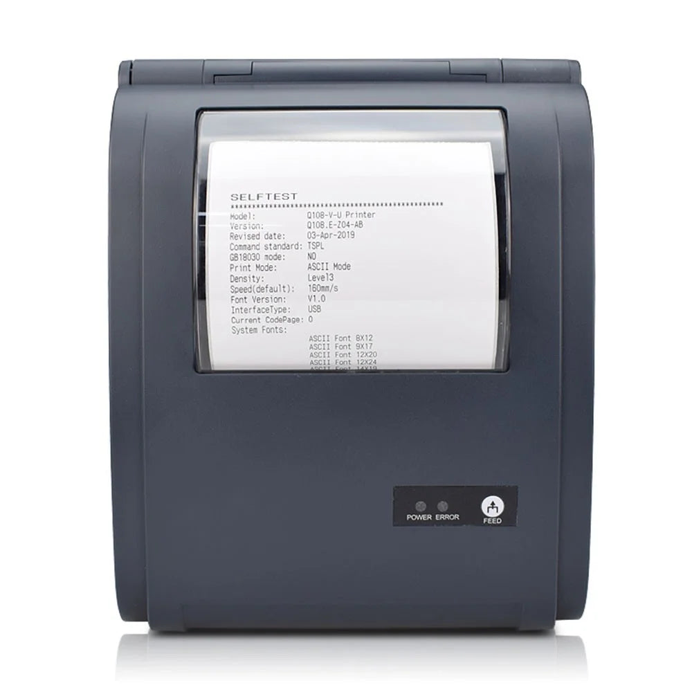 ZJ-9210 110mm Thermal Label Printer Portable Mini Label Printer USB + Bluetooth-compatible Interface - Black  /  US Plug - 3