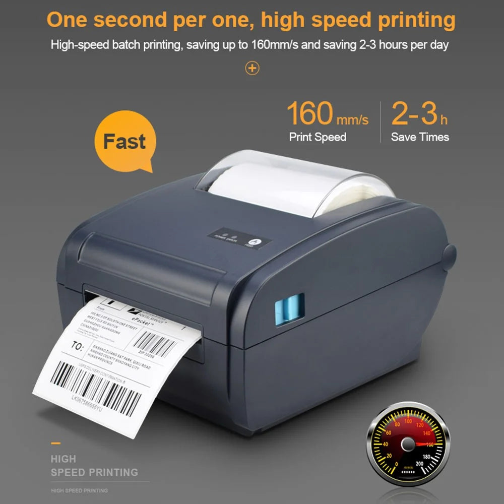 ZJ-9210 110mm Thermal Label Printer Portable Mini Label Printer USB + Bluetooth-compatible Interface - Black  /  US Plug - 6