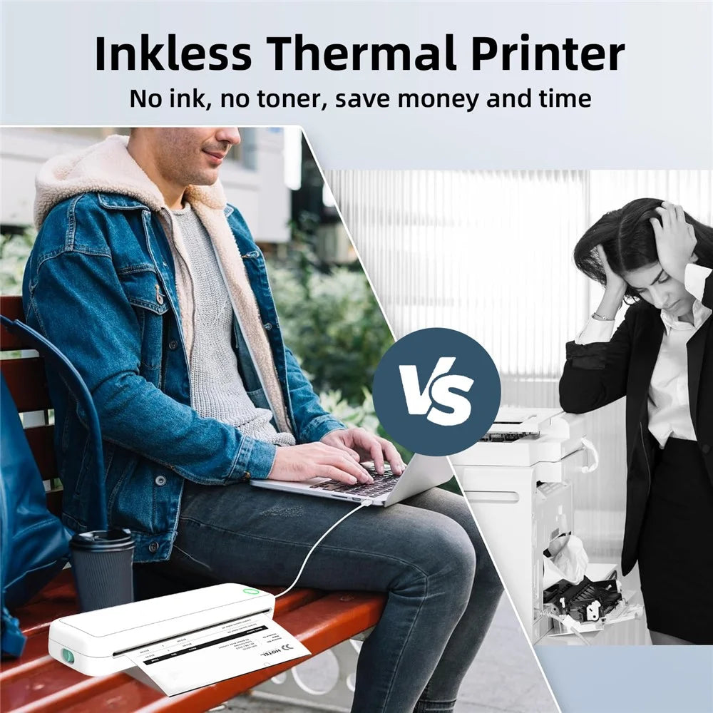 M15 Portable A4 Printer Pocket Size 203 DPI Inkless Bluetooth-Compatible Thermal Printing Machine - Black - 6