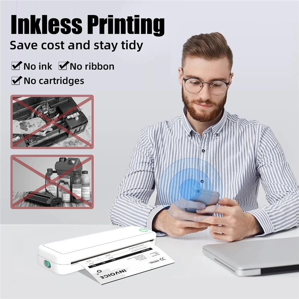 M15 Portable A4 Printer Pocket Size 203 DPI Inkless Bluetooth-Compatible Thermal Printing Machine - Black - 7