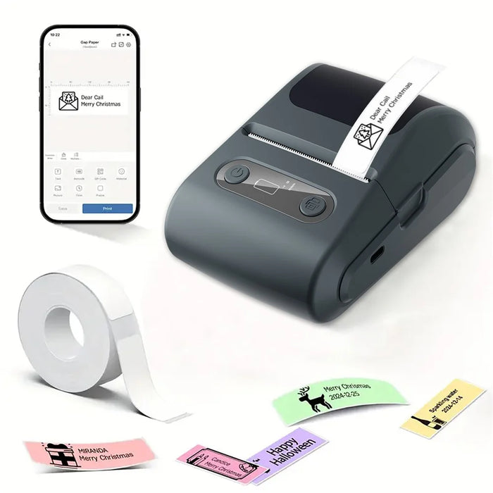 P10 203 DPI Portable Thermal Label Printer Mini Bluetooth-Compatible Sticker Maker for Smartphones - Black - 2