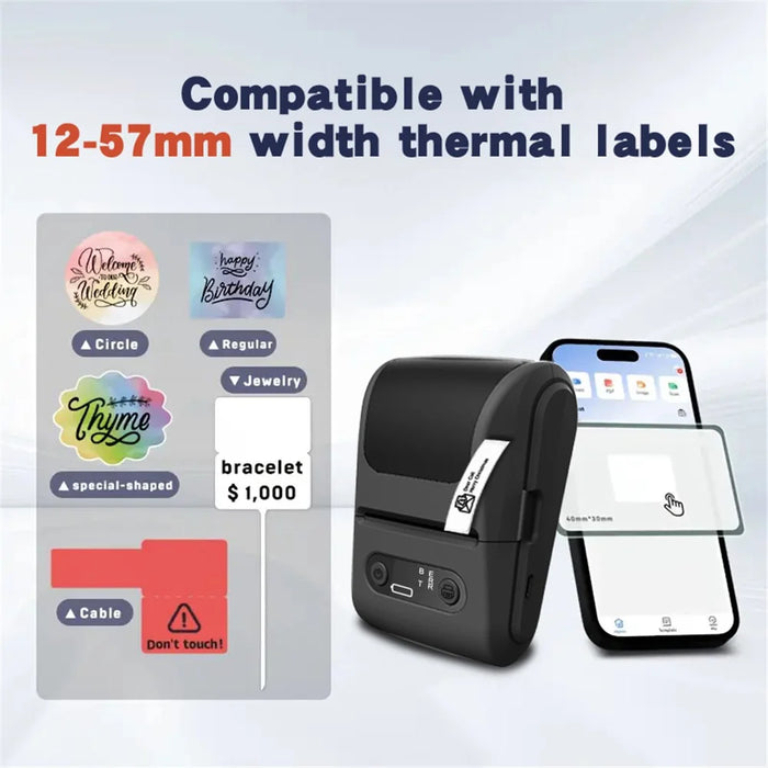 P10 203 DPI Portable Thermal Label Printer Mini Bluetooth-Compatible Sticker Maker for Smartphones - Black - 6