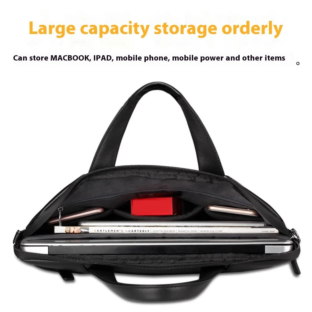 QIALINO For 15 Inch Universal Laptop Sleeve Bag Genuine Cow Leather Notebook Carrying Case - 4