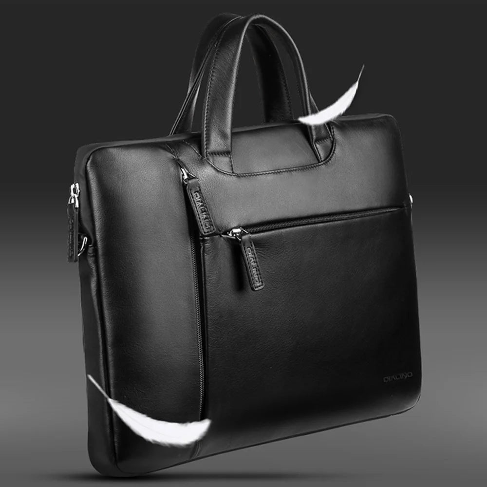 QIALINO For 15 Inch Universal Laptop Sleeve Bag Genuine Cow Leather Notebook Carrying Case - 5