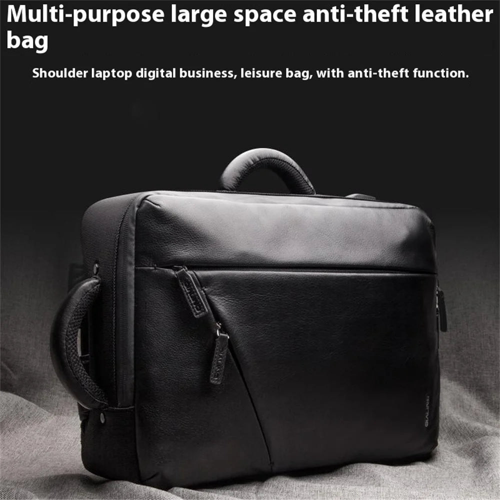 QIALINO Genuine Cow Leather Laptop Bag for Universal 15 Inch Notebooks Carrying Case with Anti-Theft Function - 3