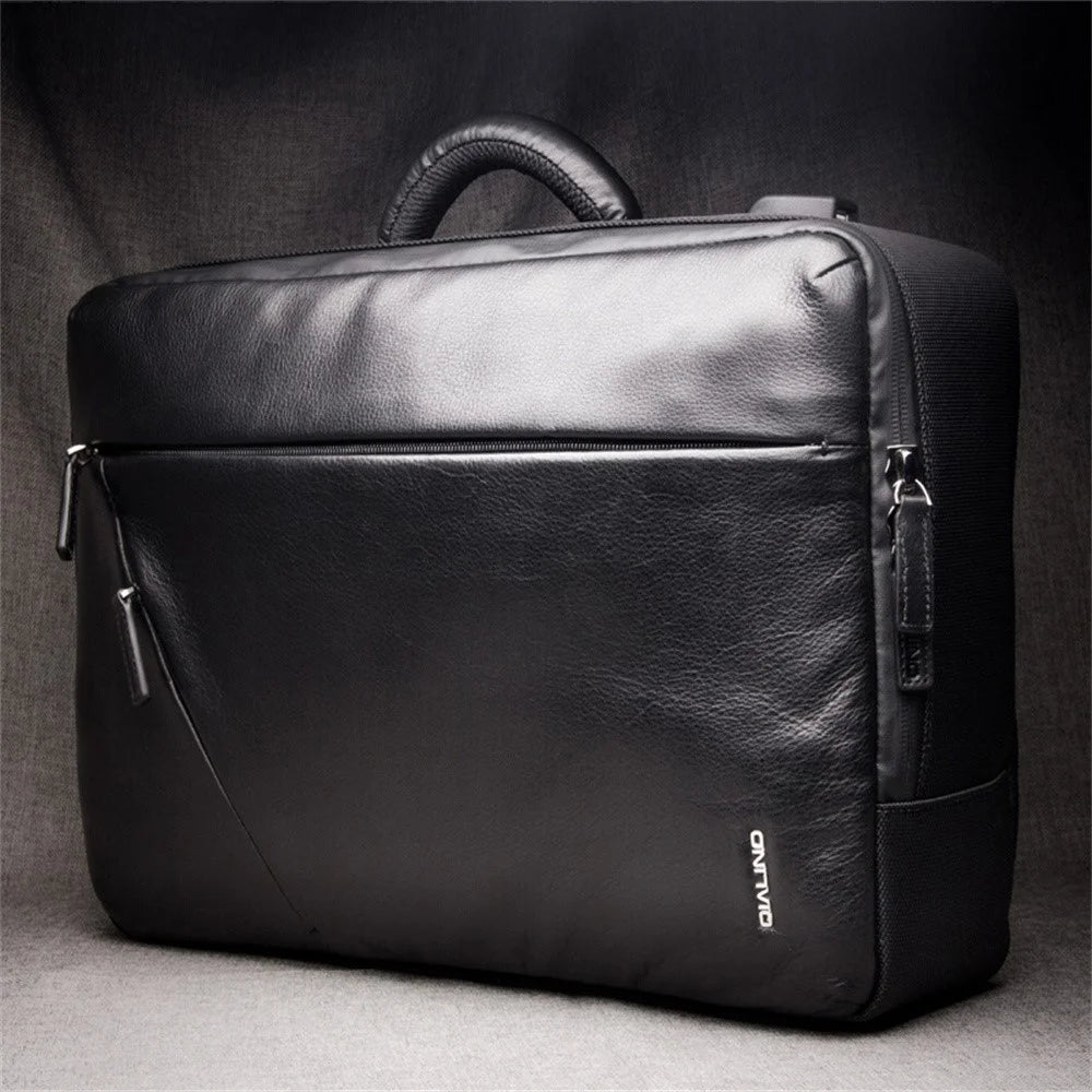 QIALINO Genuine Cow Leather Laptop Bag for Universal 15 Inch Notebooks Carrying Case with Anti-Theft Function - 4