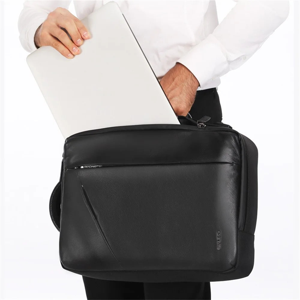 QIALINO Genuine Cow Leather Laptop Bag for Universal 15 Inch Notebooks Carrying Case with Anti-Theft Function - 5
