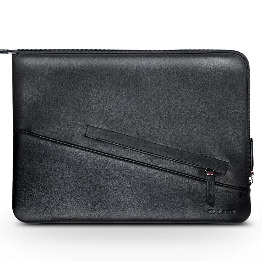 QIALINO Shockproof Case for 13 Inch Laptop Sleeve Bag Ultra Thin Wear Resistant Genuine Cow Leather Pouch - 1