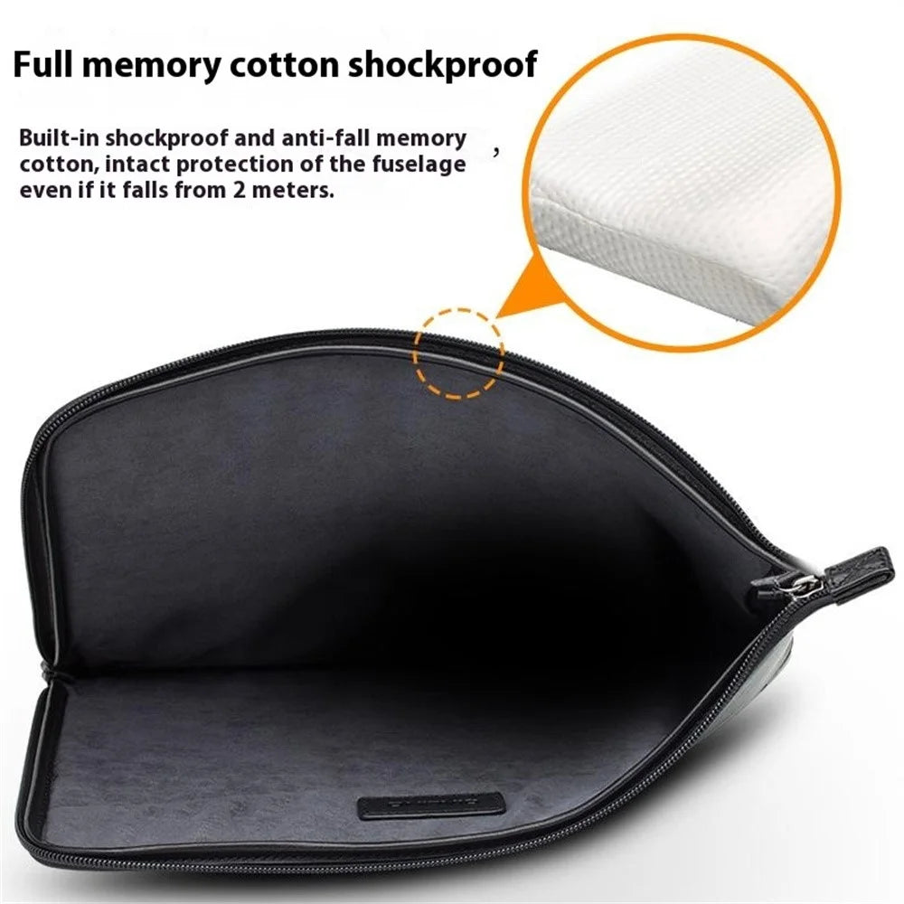 QIALINO Shockproof Case for 13 Inch Laptop Sleeve Bag Ultra Thin Wear Resistant Genuine Cow Leather Pouch - 3
