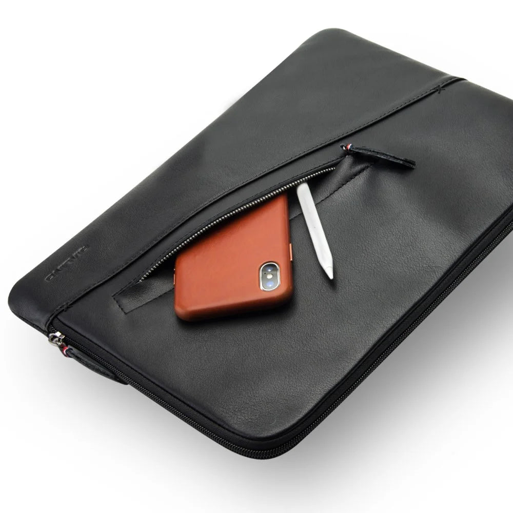 QIALINO Shockproof Case for 13 Inch Laptop Sleeve Bag Ultra Thin Wear Resistant Genuine Cow Leather Pouch - 5