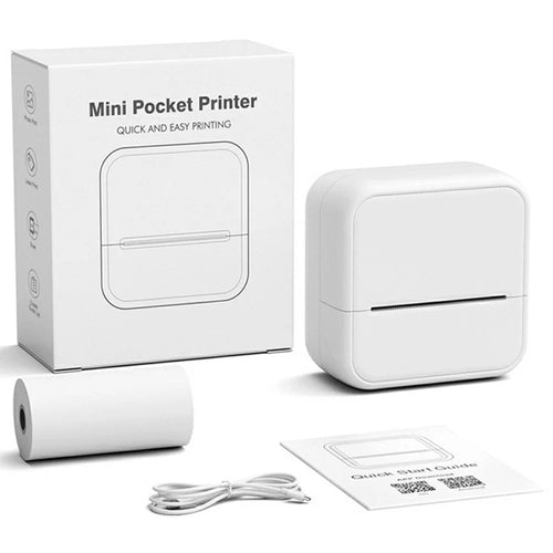 S1 Portable BT Thermal Printer Label Maker with 1 Roll Paper for Barcodes / Tags / Stickers - White - 1