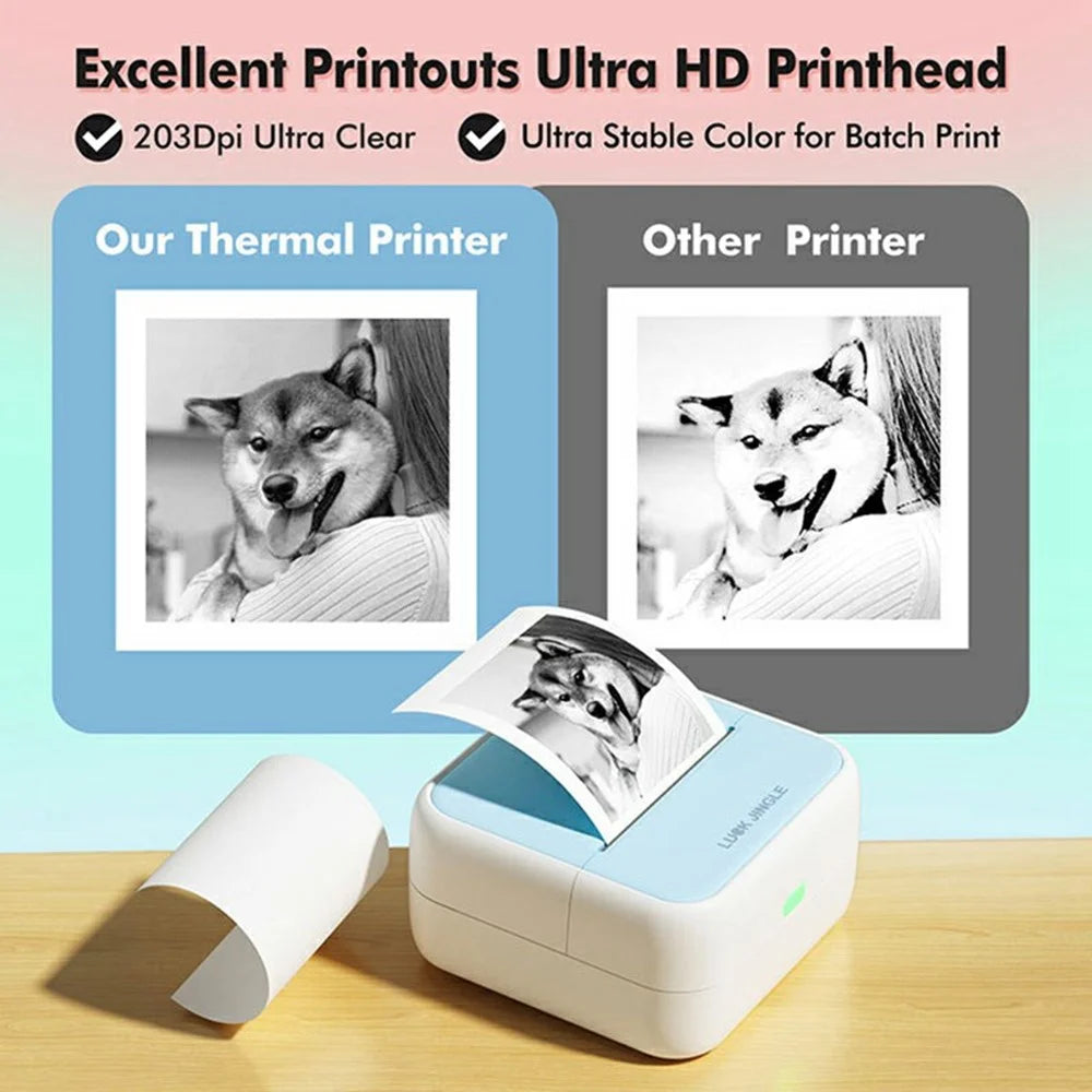 S1 Portable BT Thermal Label Printer for Barcode / Sticker / Tag / Receipt Mini Printer with 5 Rolls Included - White - 4