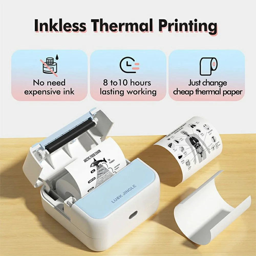 S1 Portable BT Thermal Label Printer for Barcode / Sticker / Tag / Receipt Mini Printer with 5 Rolls Included - White - 6