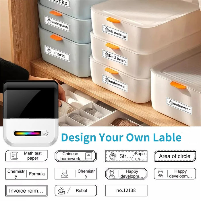 U1 200DPI Mini Portable Thermal Label Printer for Office Home Inkless Adhesive Sticker Printing Machine - White - 3