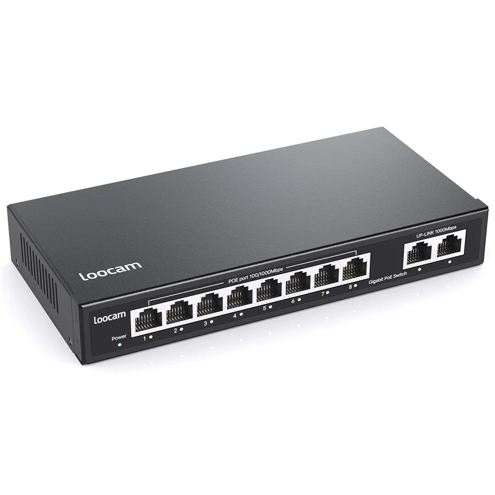 ZOSI 8-Port Gigabit Poe Switch with 2 Gigabit Uplink Ports, 96W Poe Budget, Support IEEE802.3af / at - US Plug - 1