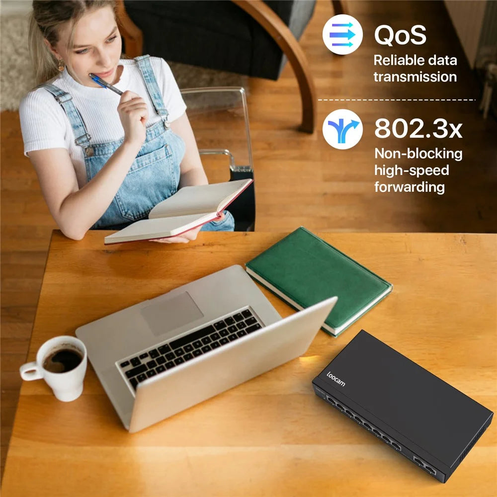ZOSI 8-Port Gigabit Poe Switch with 2 Gigabit Uplink Ports, 96W Poe Budget, Support IEEE802.3af / at - US Plug - 4
