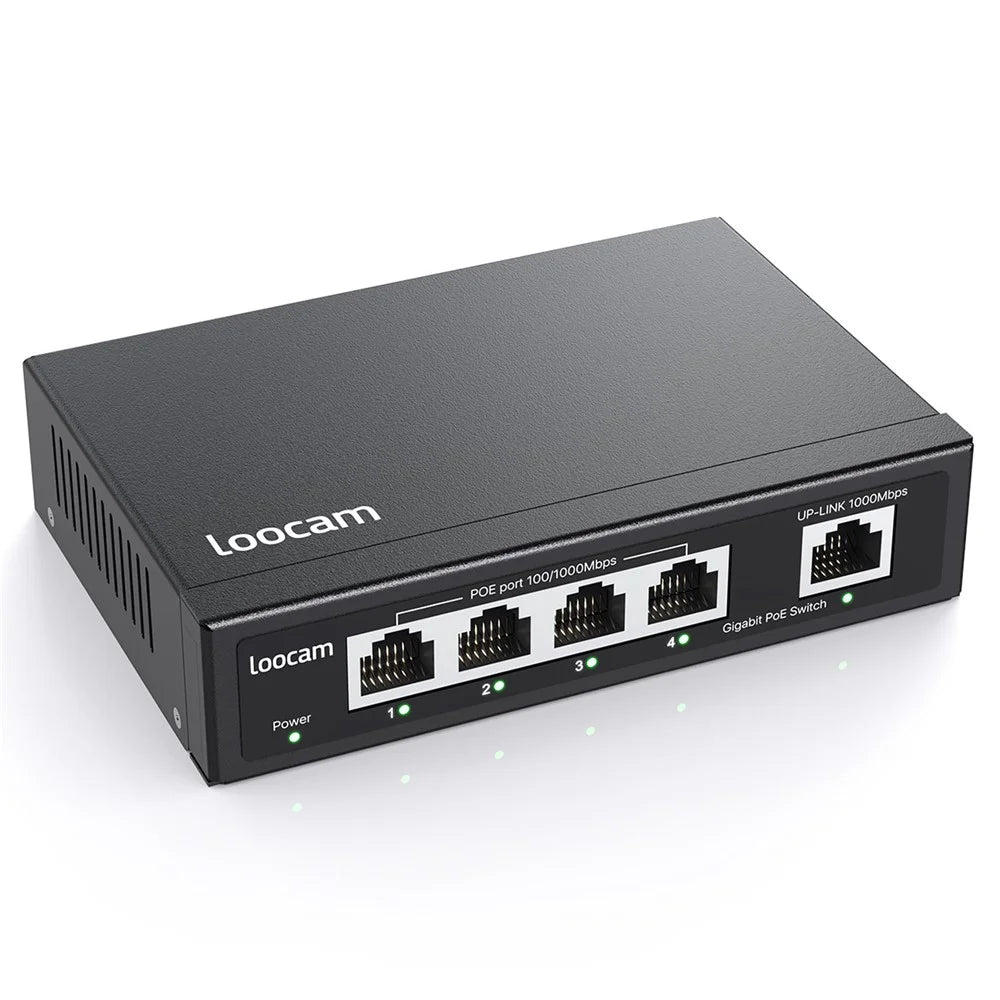 ZOSI 5 Port Gigabit Poe Switch 4 Poe+ Ports 65W 1000Mbps Uplink Port IEEE802.3af / at - US Plug - 1
