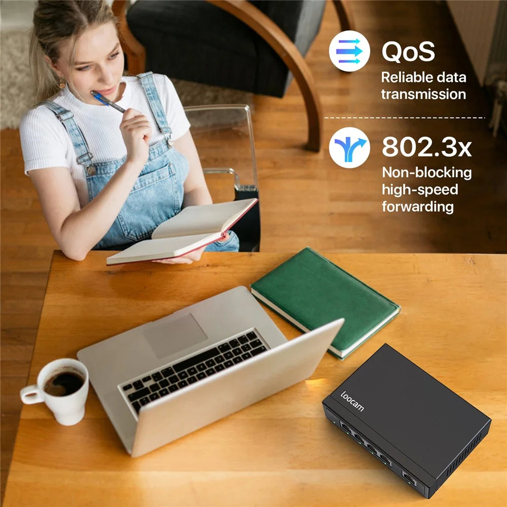 ZOSI 5 Port Gigabit Poe Switch 4 Poe+ Ports 65W 1000Mbps Uplink Port IEEE802.3af / at - US Plug - 4